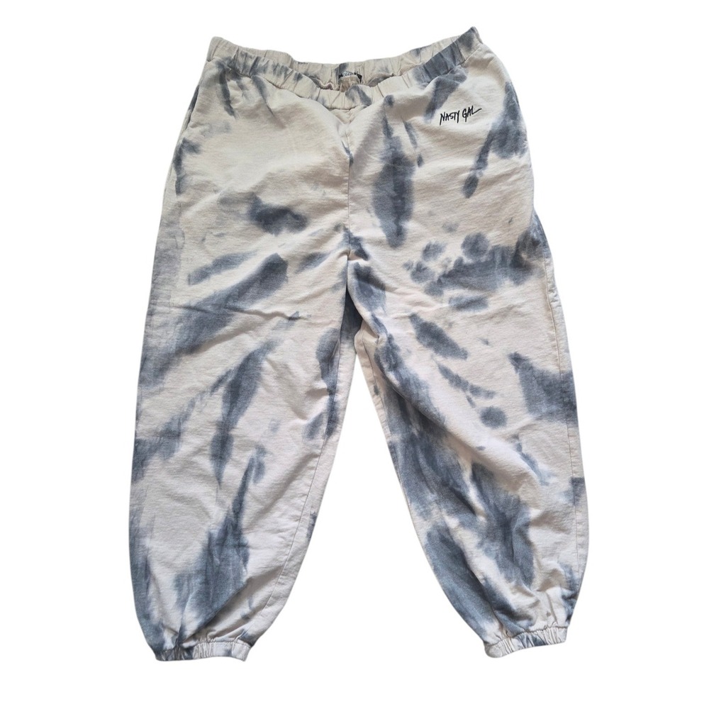 Nasty Gal Tie Dye Beige Gray Sweatpants Joggers Elastic Waist Plus Size 2XL